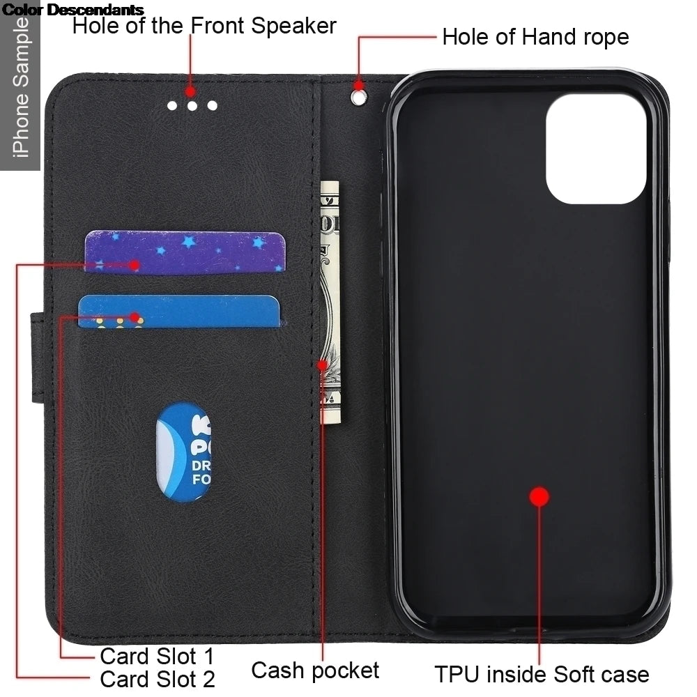 Flip Leather Phone Case For Redmi Note 13  Card Holder Stand Book Cover