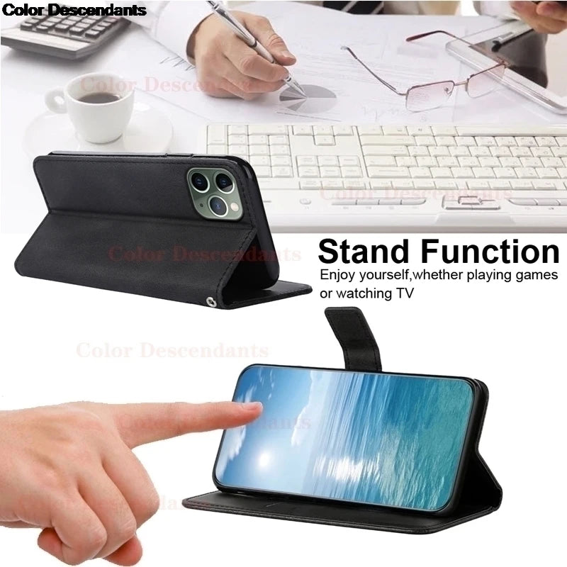Flip Leather Phone Case For Redmi Note 13  Card Holder Stand Book Cover